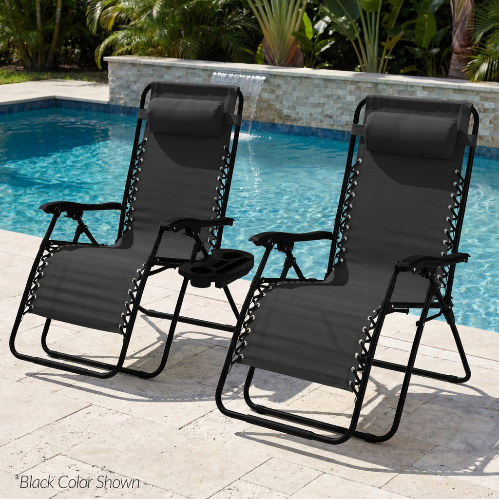 Two-Pack Ultra-Wide Adjustable Zero-Gravity Patio Recliners