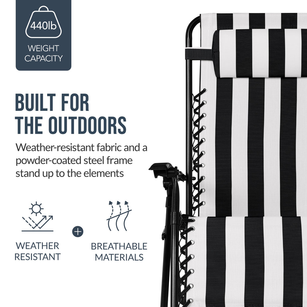 Two-Pack Ultra-Wide Adjustable Zero-Gravity Patio Recliners