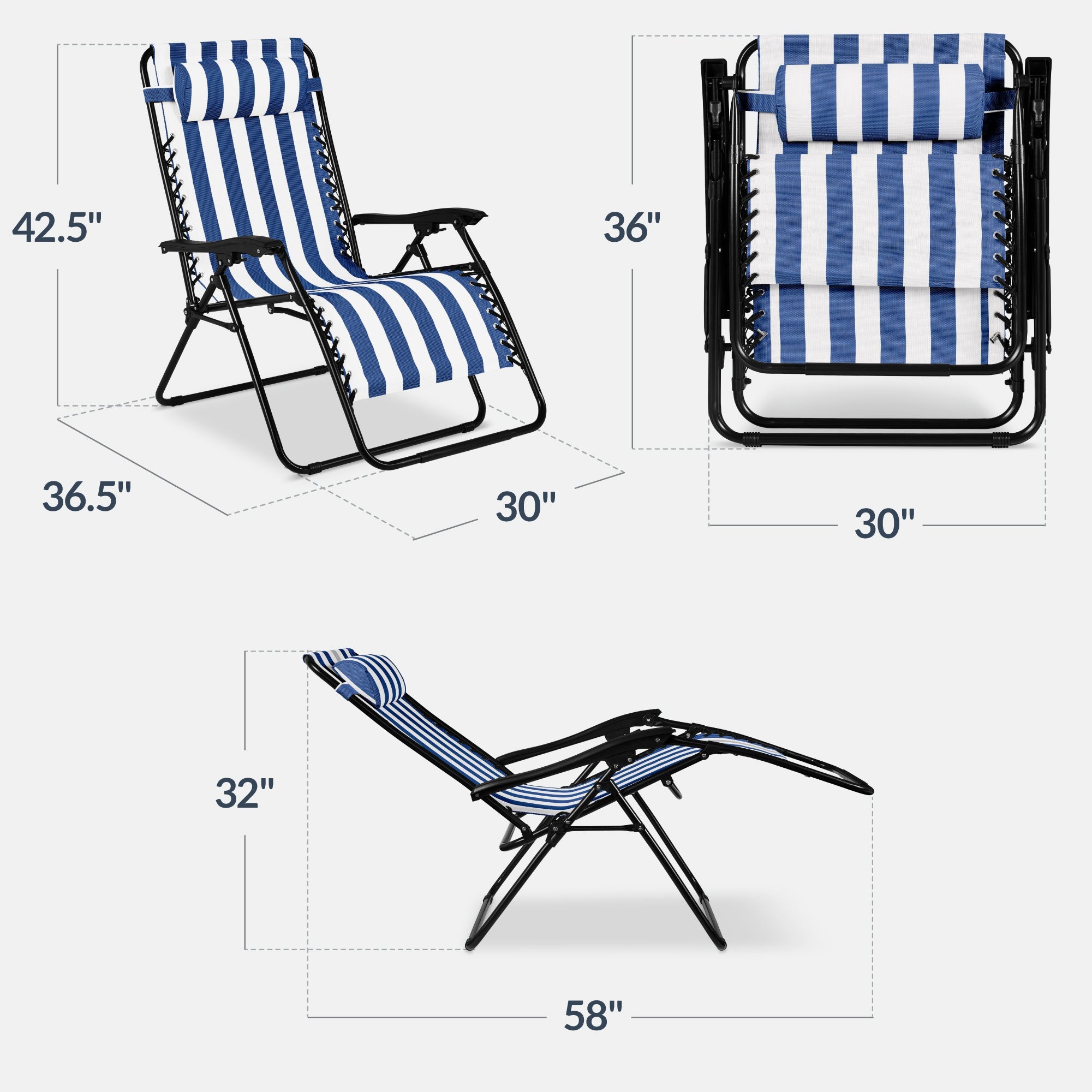 Two-Pack Ultra-Wide Adjustable Zero-Gravity Patio Recliners