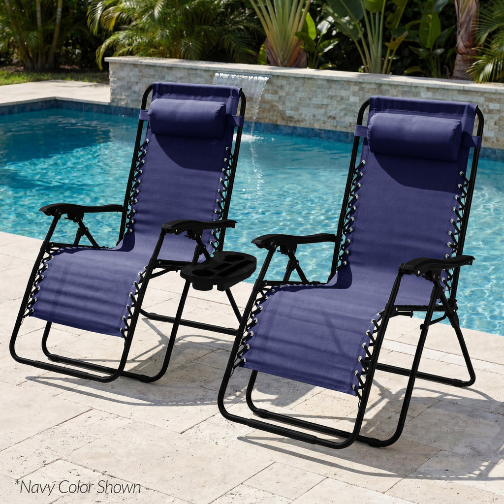Two-Pack Ultra-Wide Adjustable Zero-Gravity Patio Recliners