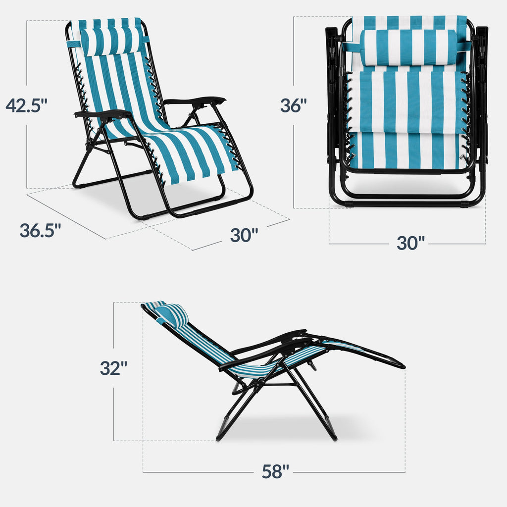 Two-Pack Ultra-Wide Adjustable Zero-Gravity Patio Recliners