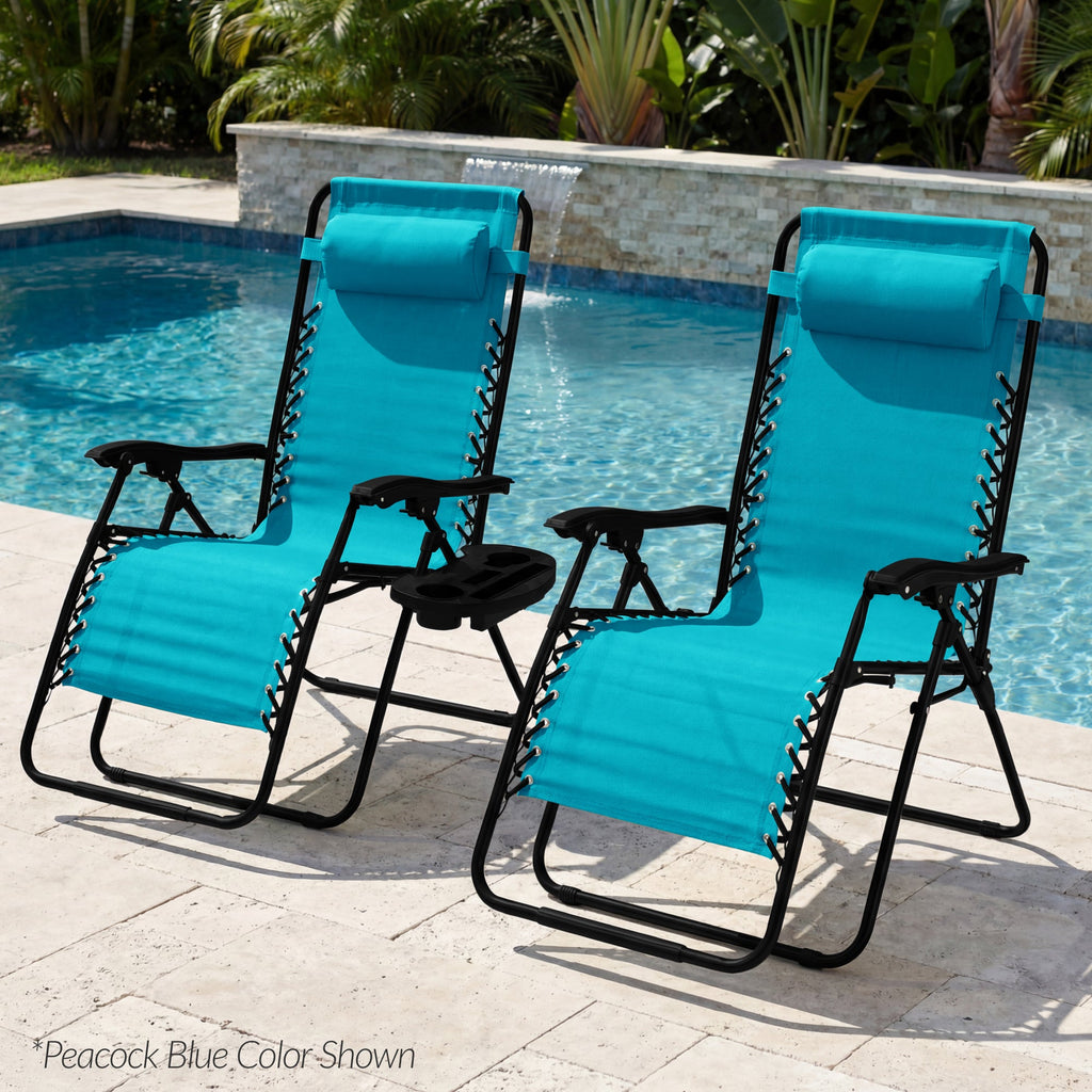 Two-Pack Ultra-Wide Adjustable Zero-Gravity Patio Recliners