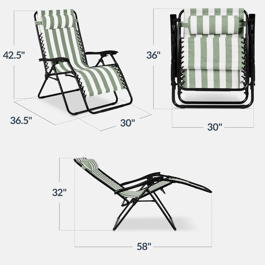 Two-Pack Ultra-Wide Adjustable Zero-Gravity Patio Recliners
