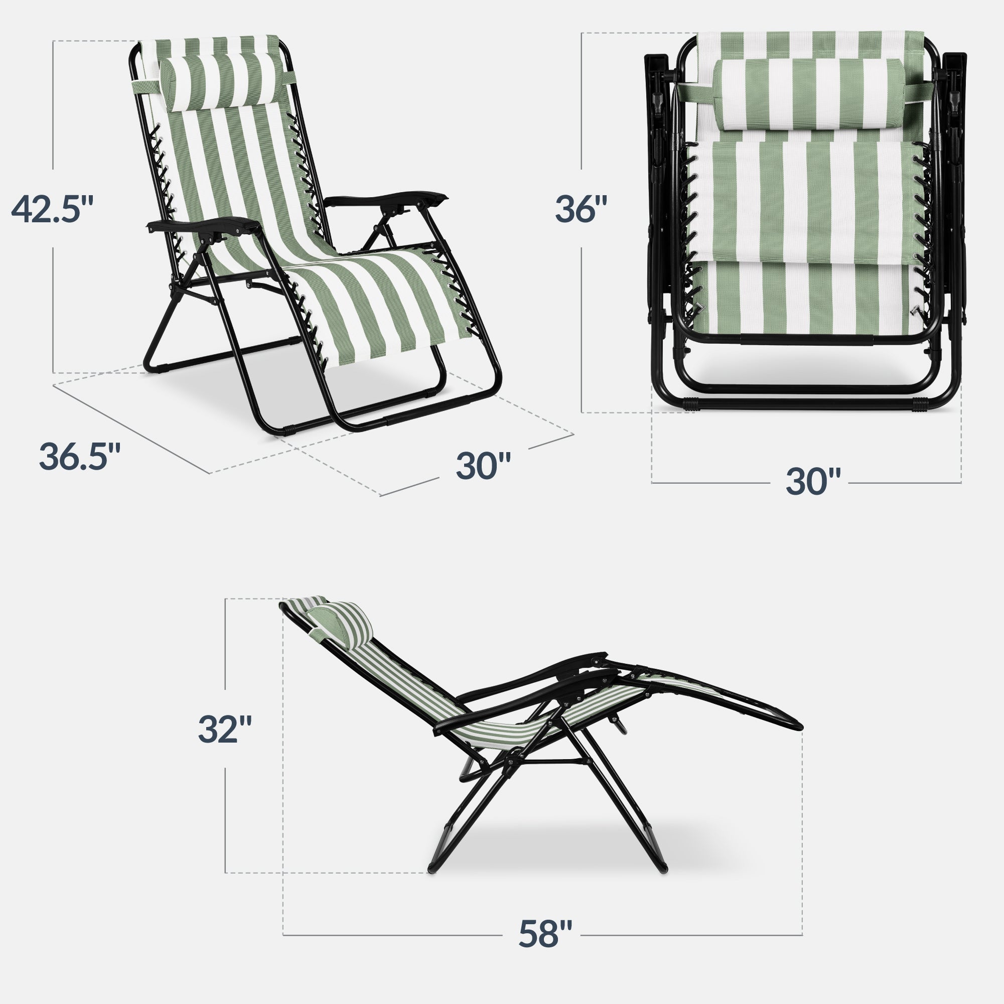 Two-Pack Ultra-Wide Adjustable Zero-Gravity Patio Recliners