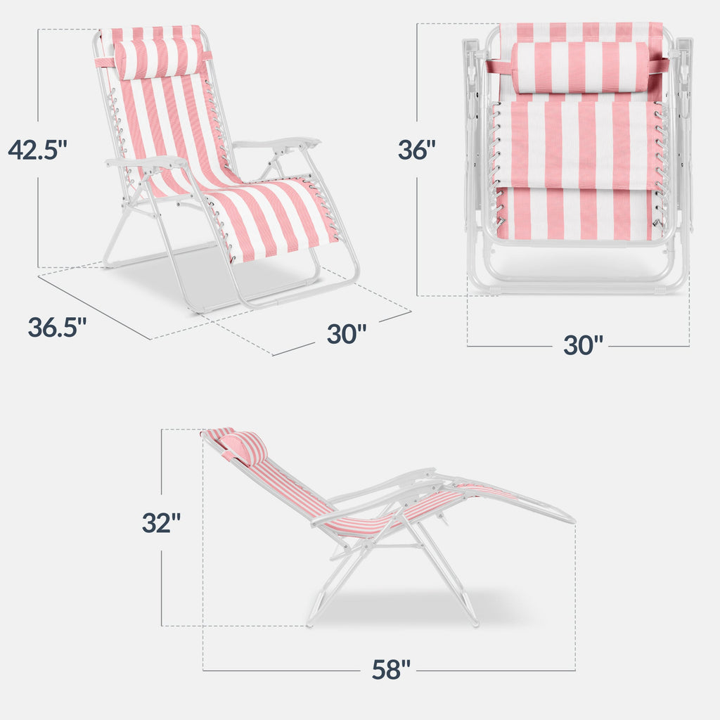 Two-Pack Ultra-Wide Adjustable Zero-Gravity Patio Recliners