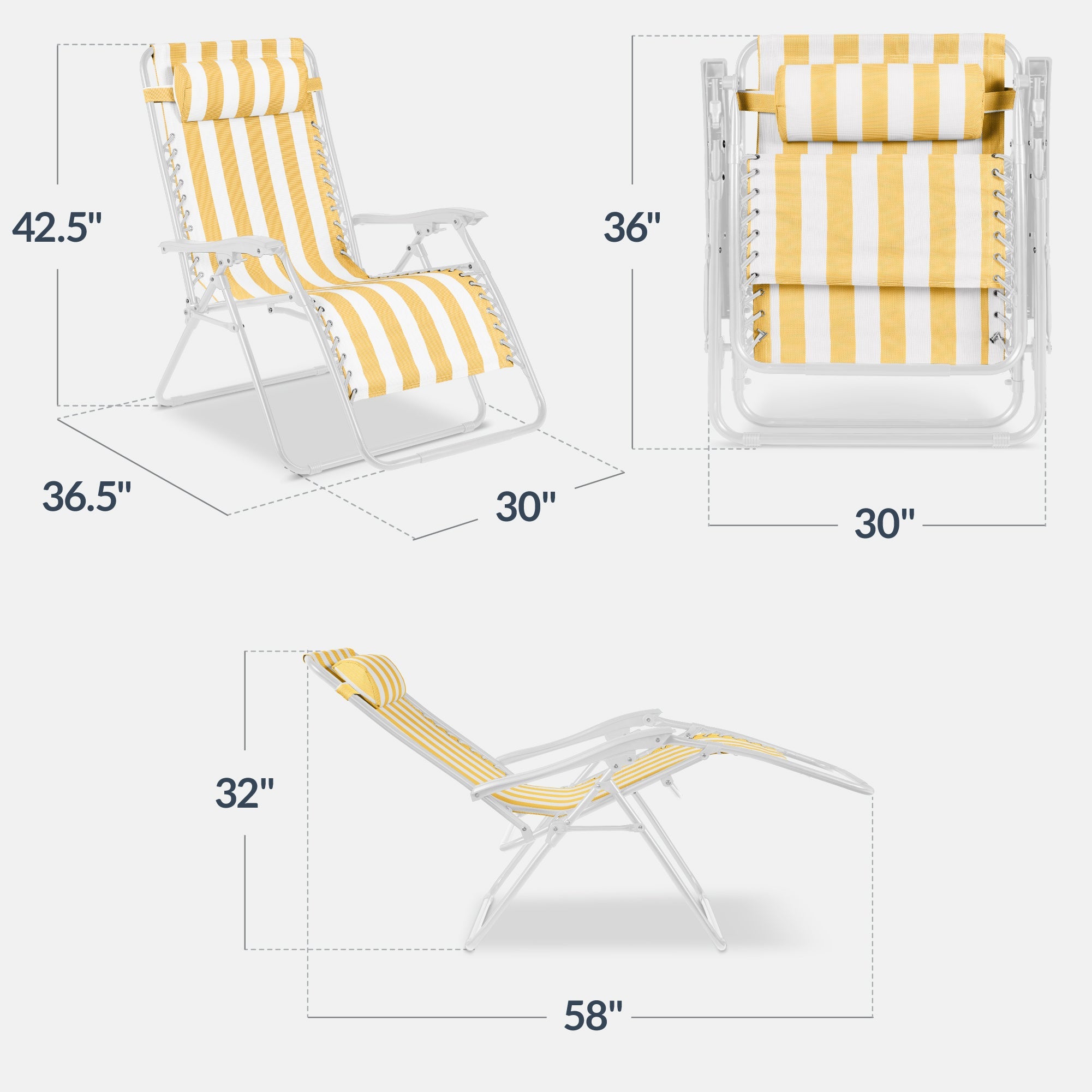 Two-Pack Ultra-Wide Adjustable Zero-Gravity Patio Recliners