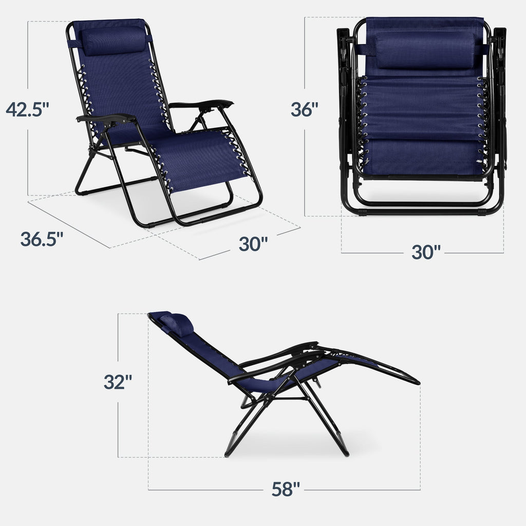 Two-Pack Ultra-Wide Adjustable Zero-Gravity Patio Recliners