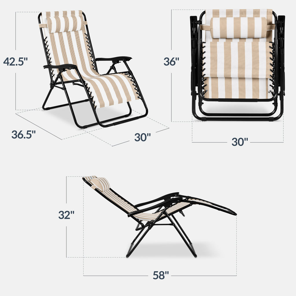 Two-Pack Ultra-Wide Adjustable Zero-Gravity Patio Recliners