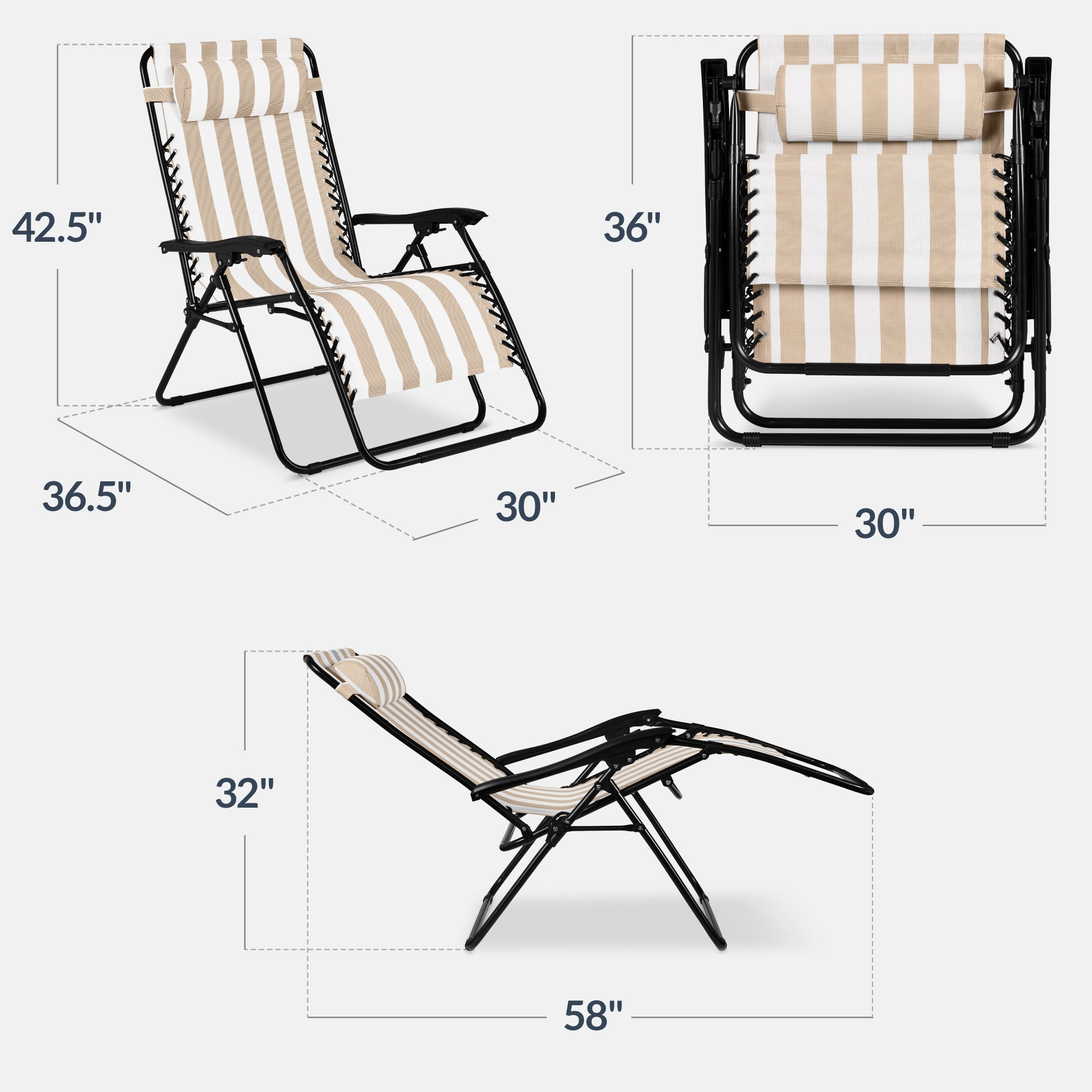Two-Pack Ultra-Wide Adjustable Zero-Gravity Patio Recliners