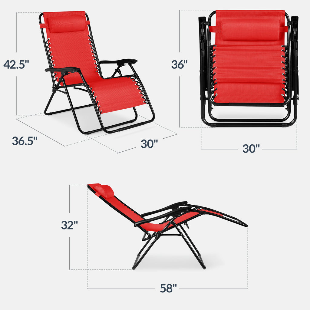Two-Pack Ultra-Wide Adjustable Zero-Gravity Patio Recliners