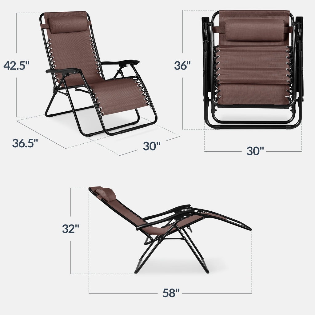 Two-Pack Ultra-Wide Adjustable Zero-Gravity Patio Recliners