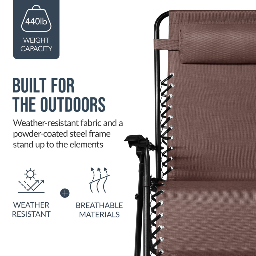 Two-Pack Ultra-Wide Adjustable Zero-Gravity Patio Recliners