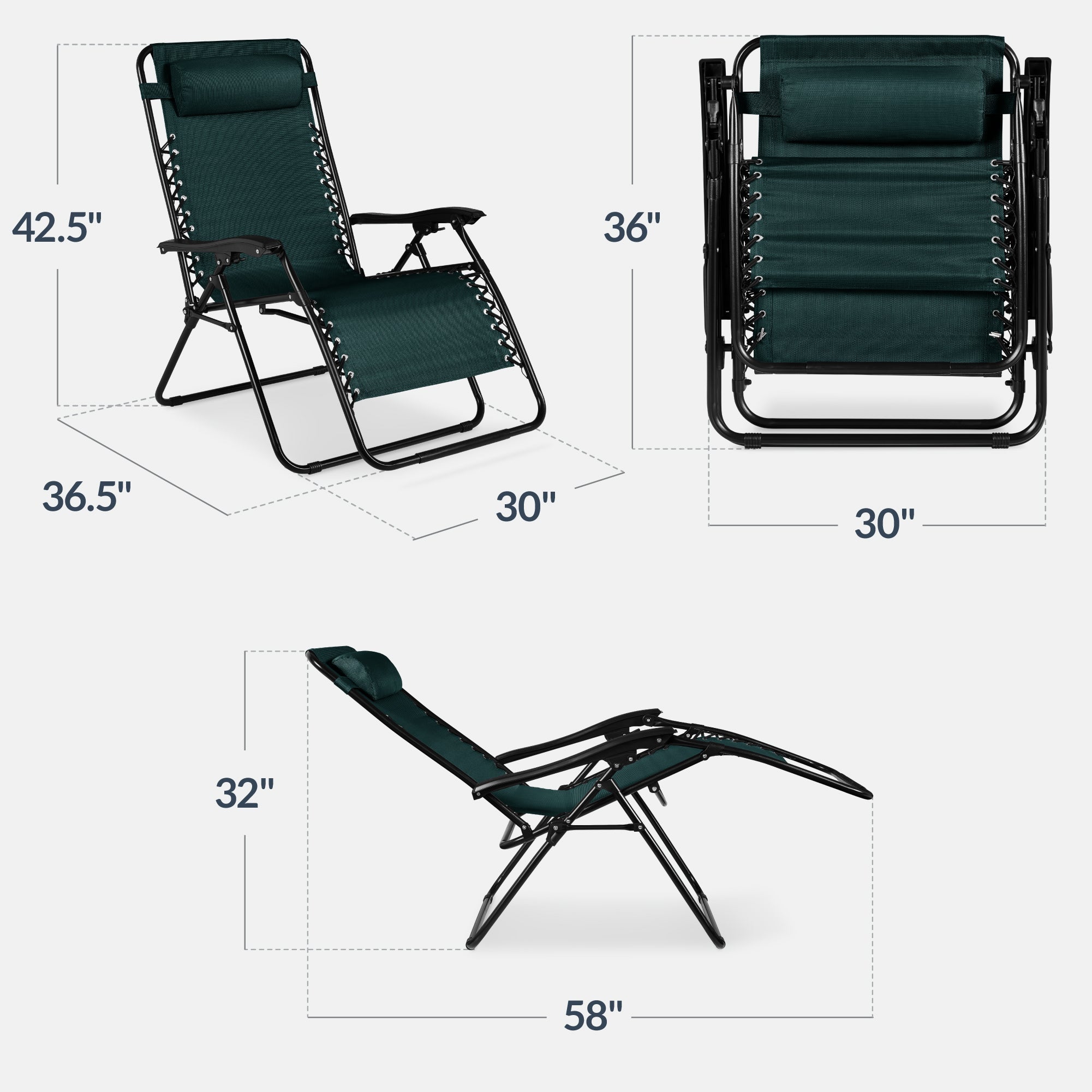 Two-Pack Ultra-Wide Adjustable Zero-Gravity Patio Recliners