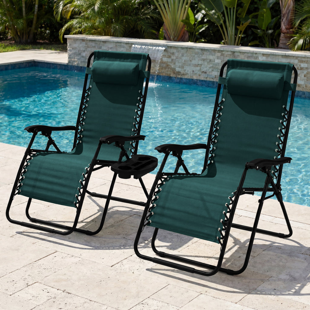 Two-Pack Ultra-Wide Adjustable Zero-Gravity Patio Recliners