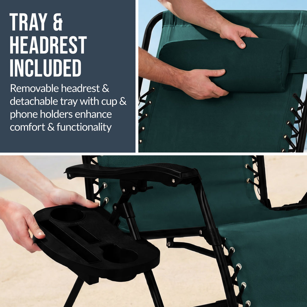 Two-Pack Ultra-Wide Adjustable Zero-Gravity Patio Recliners