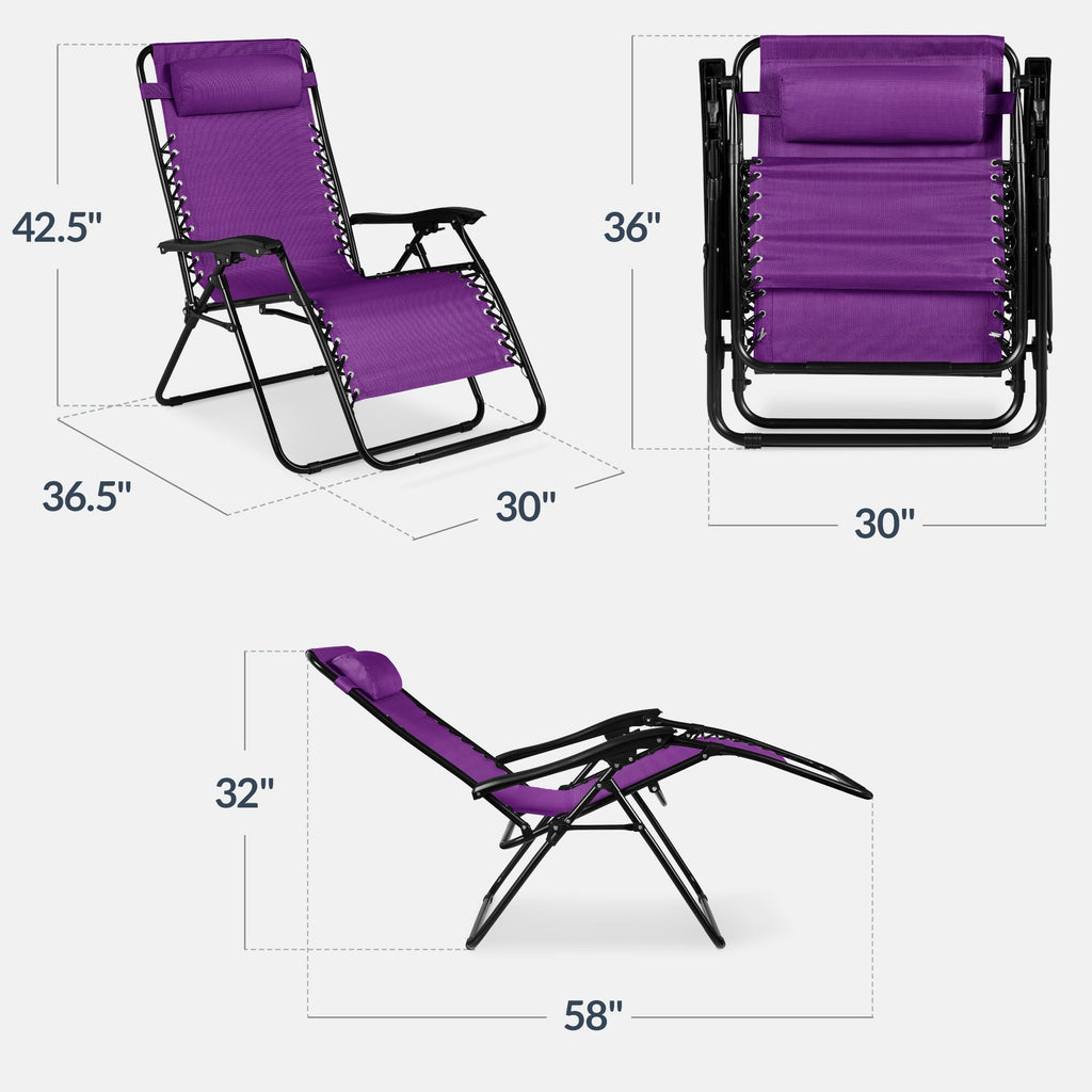 Two-Pack Ultra-Wide Adjustable Zero-Gravity Patio Recliners