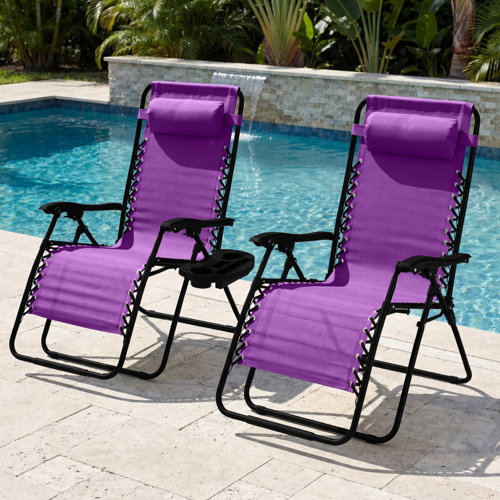 Two-Pack Ultra-Wide Adjustable Zero-Gravity Patio Recliners