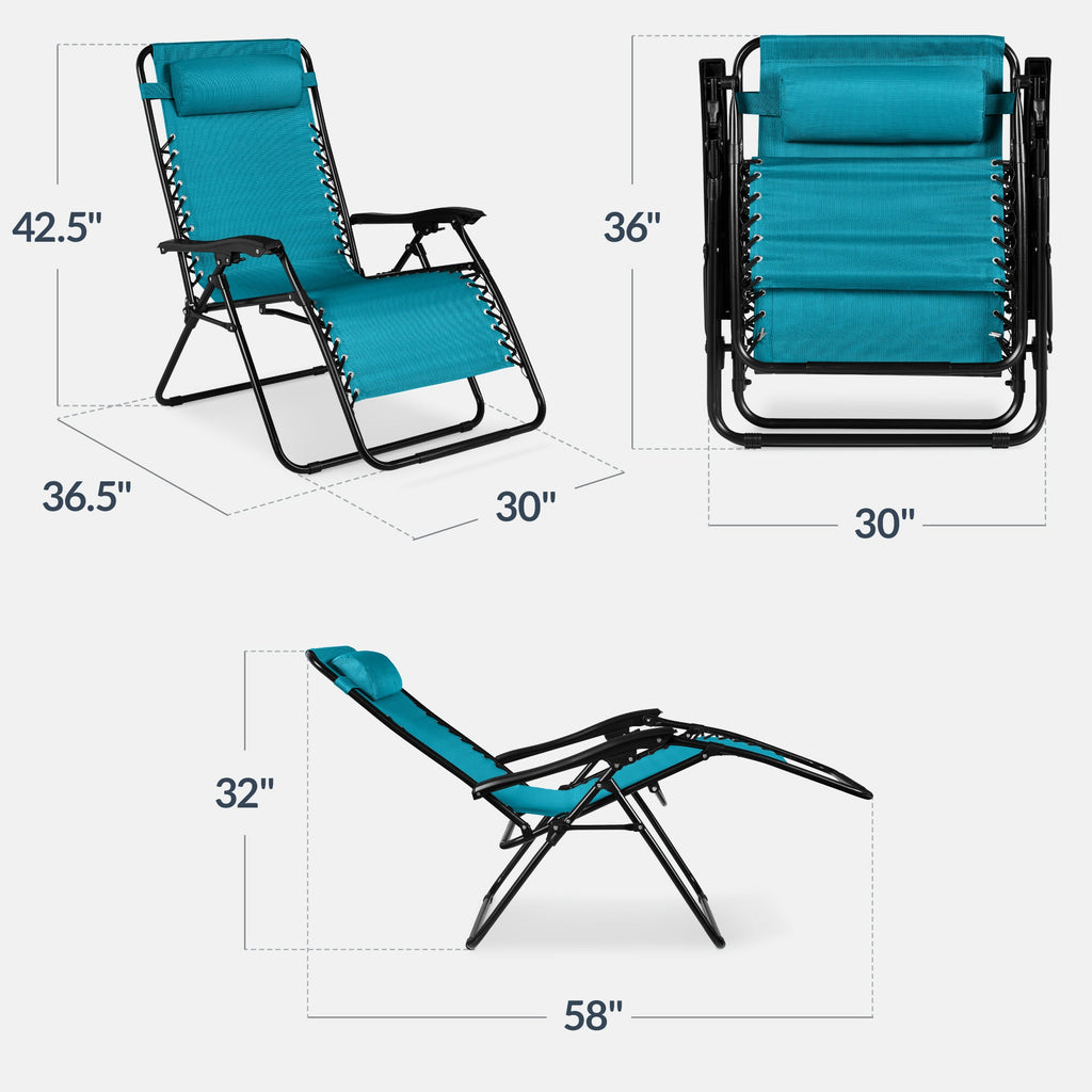 Two-Pack Ultra-Wide Adjustable Zero-Gravity Patio Recliners