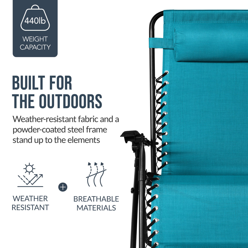 Two-Pack Ultra-Wide Adjustable Zero-Gravity Patio Recliners