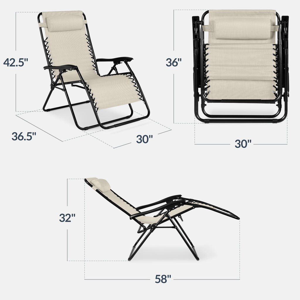 Two-Pack Ultra-Wide Adjustable Zero-Gravity Patio Recliners
