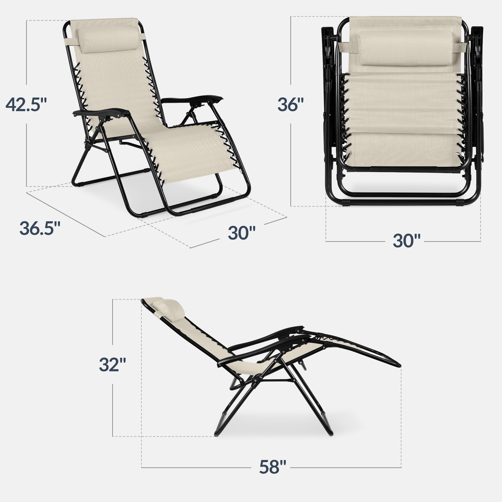 Two-Pack Ultra-Wide Adjustable Zero-Gravity Patio Recliners