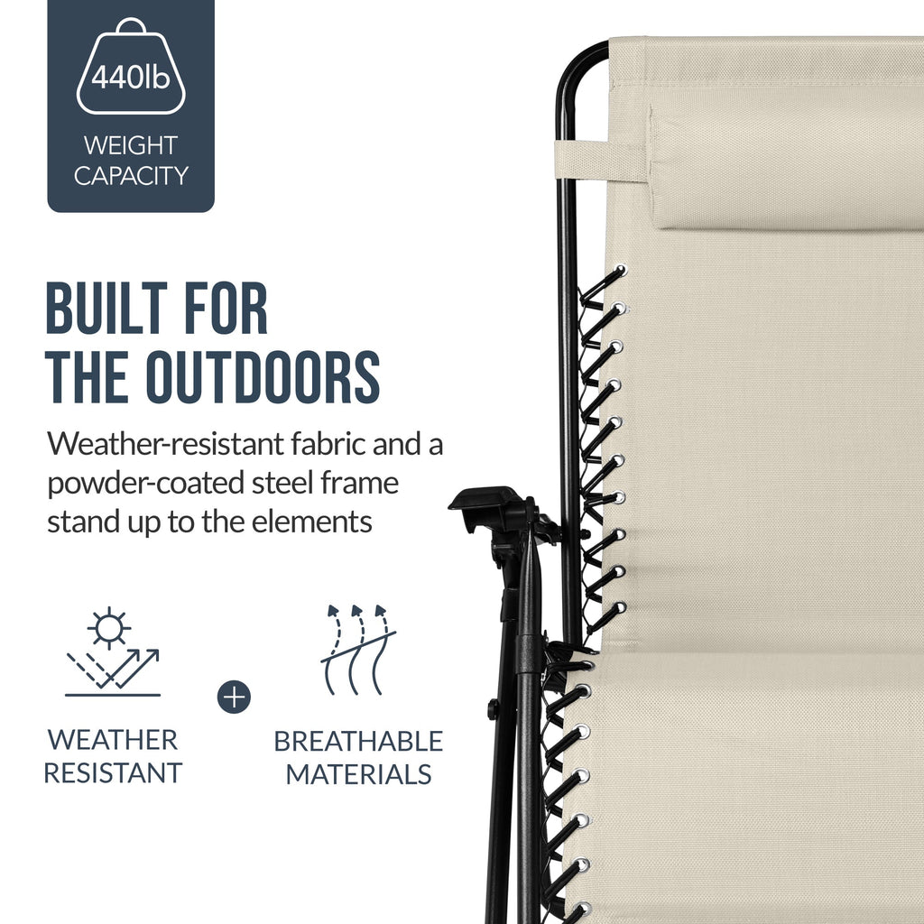 Two-Pack Ultra-Wide Adjustable Zero-Gravity Patio Recliners