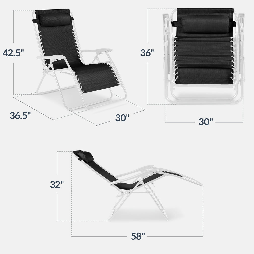 Two-Pack Ultra-Wide Adjustable Zero-Gravity Patio Recliners