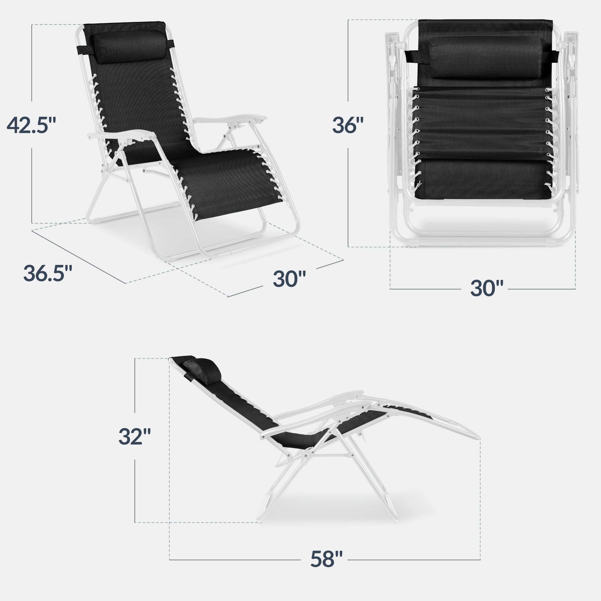 Two-Pack Ultra-Wide Adjustable Zero-Gravity Patio Recliners
