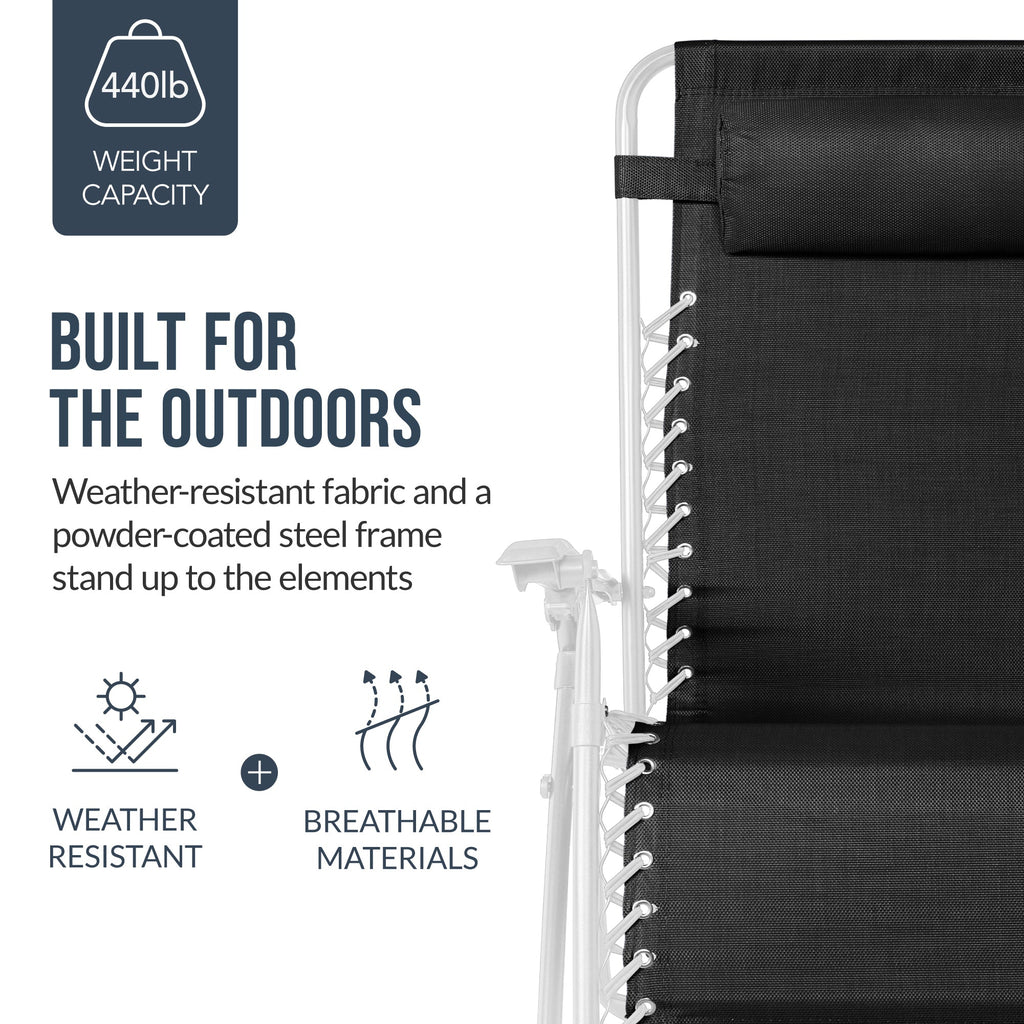 Two-Pack Ultra-Wide Adjustable Zero-Gravity Patio Recliners