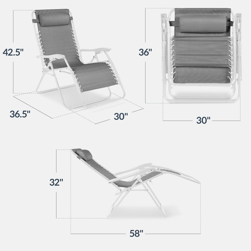 Two-Pack Ultra-Wide Adjustable Zero-Gravity Patio Recliners