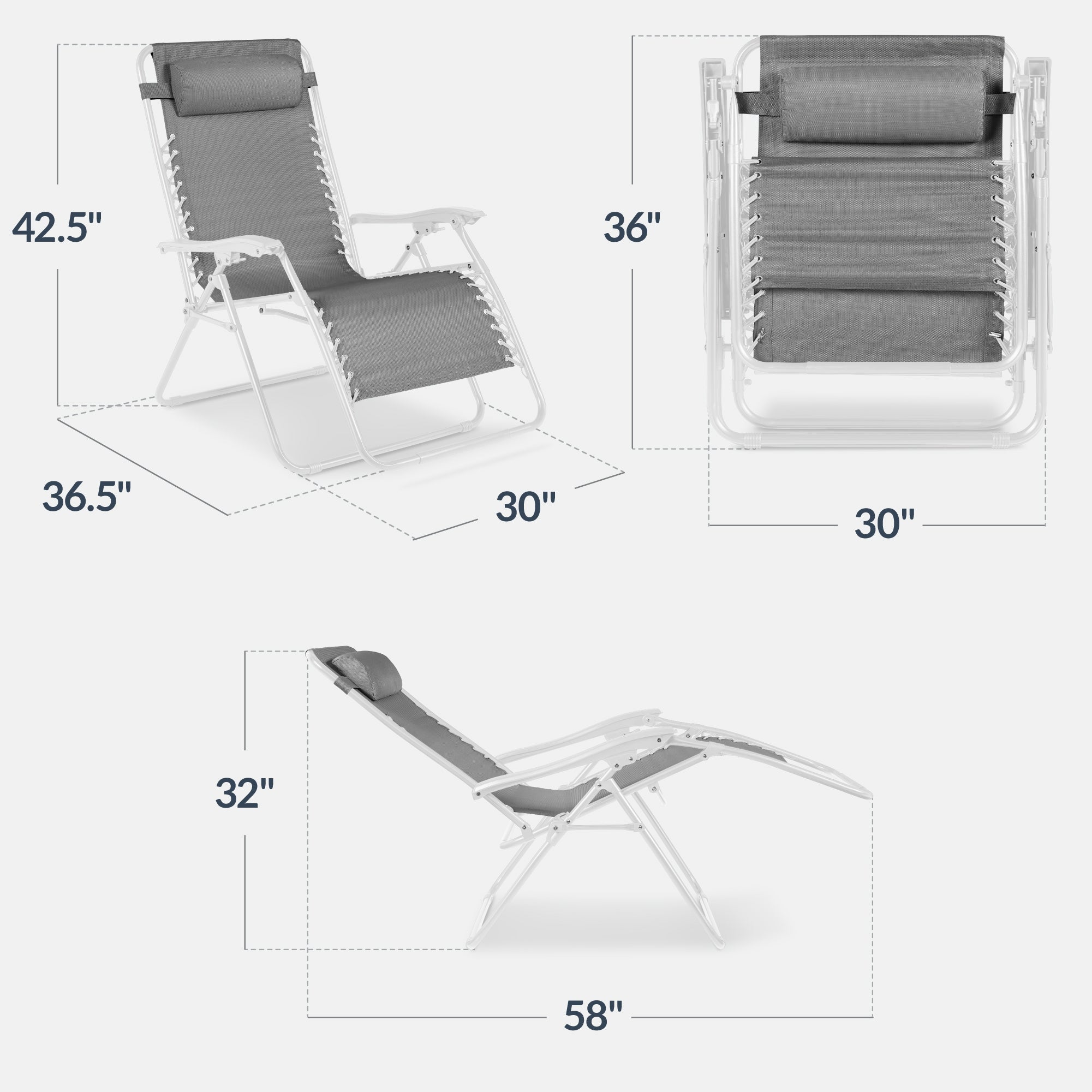 Two-Pack Ultra-Wide Adjustable Zero-Gravity Patio Recliners