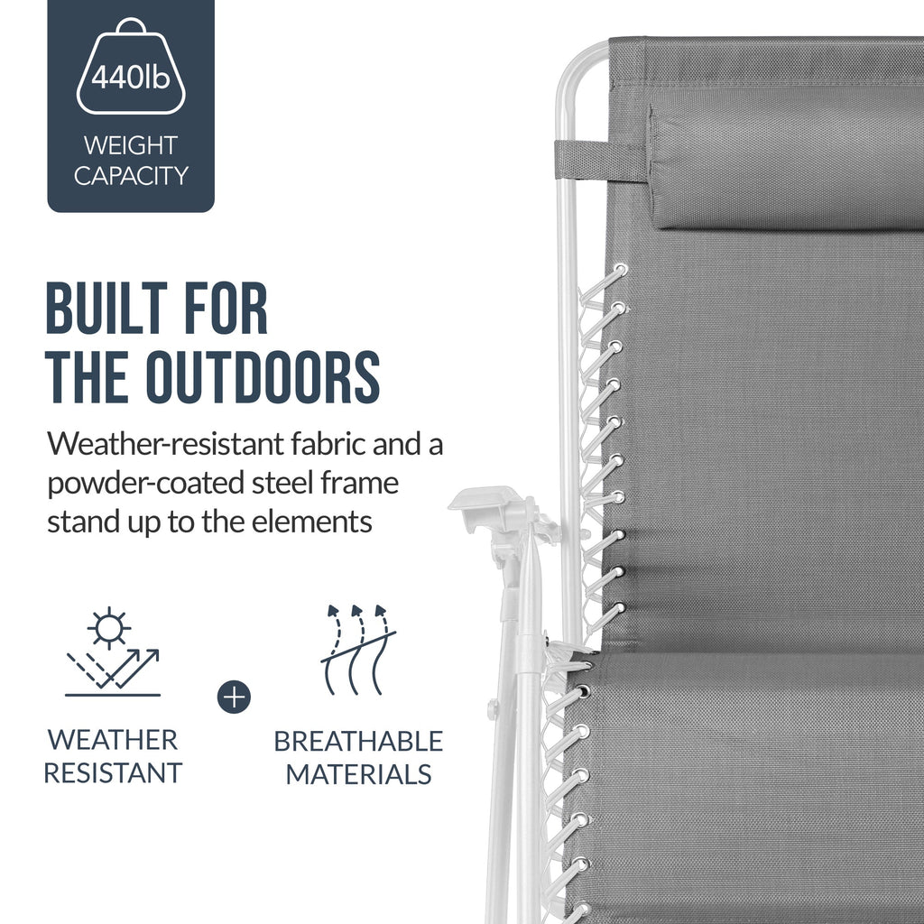 Two-Pack Ultra-Wide Adjustable Zero-Gravity Patio Recliners