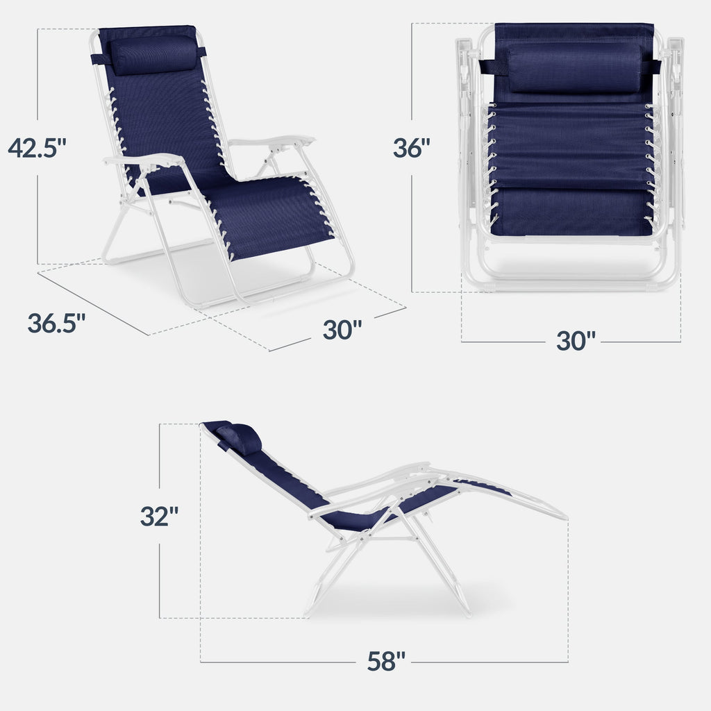 Two-Pack Ultra-Wide Adjustable Zero-Gravity Patio Recliners