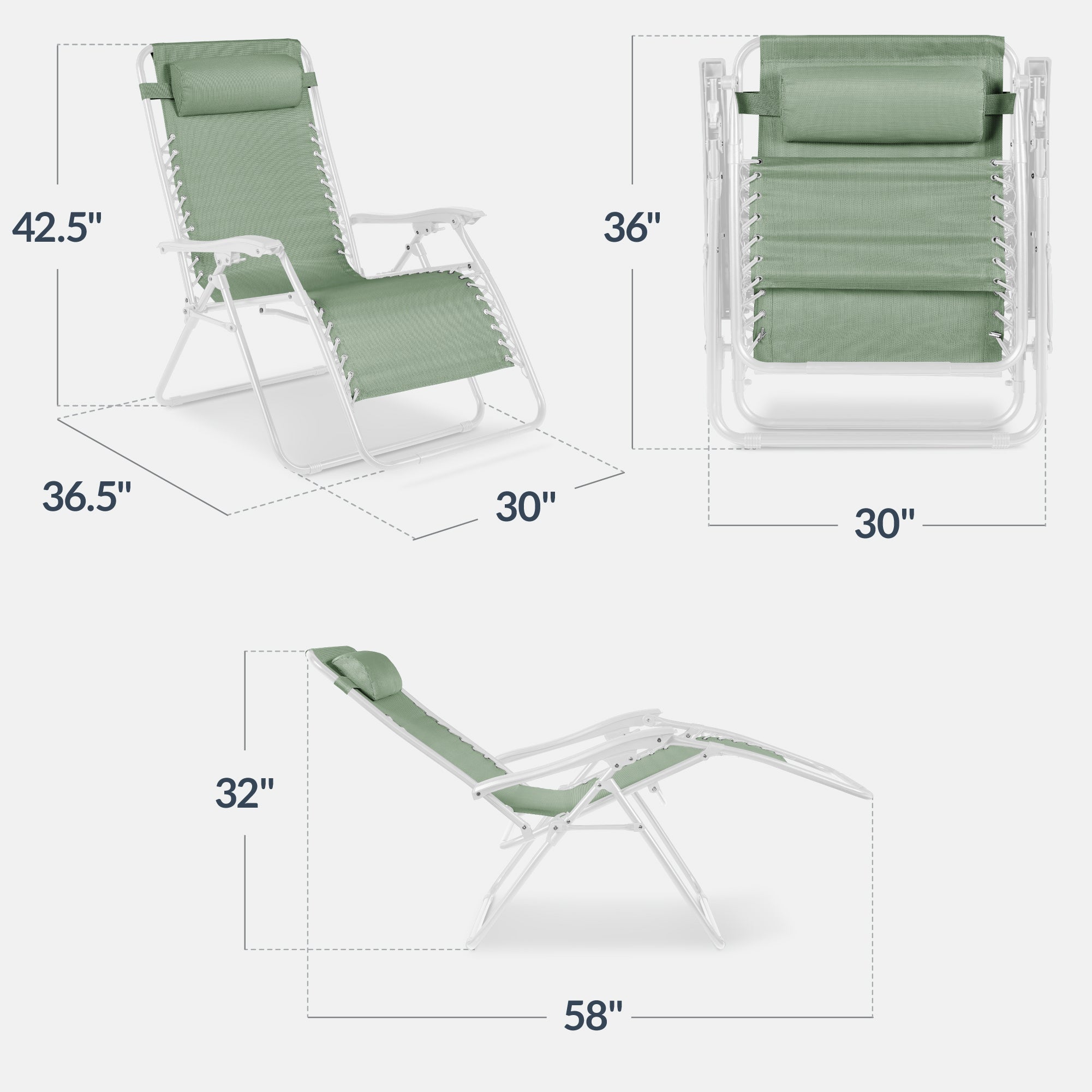Two-Pack Ultra-Wide Adjustable Zero-Gravity Patio Recliners