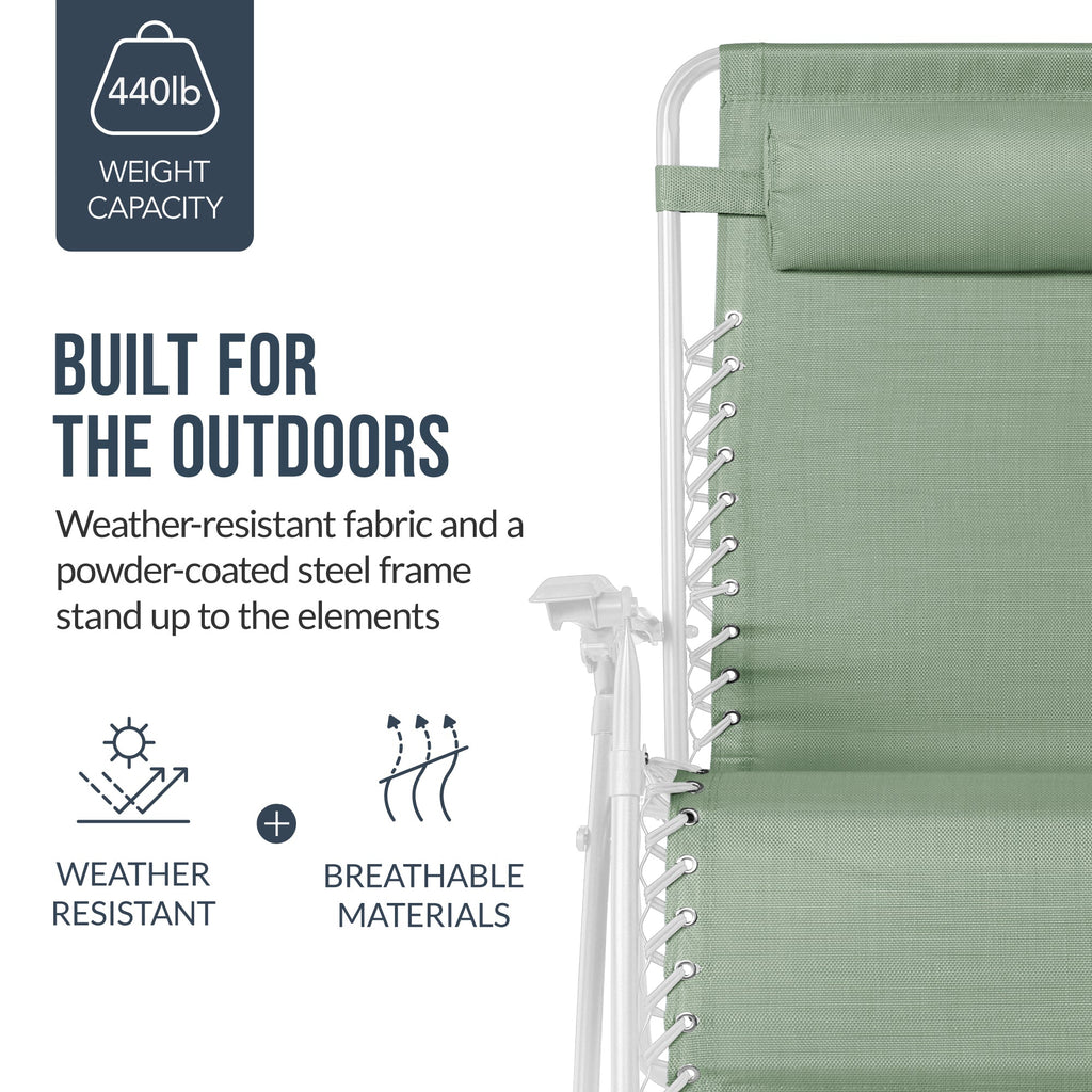 Two-Pack Ultra-Wide Adjustable Zero-Gravity Patio Recliners