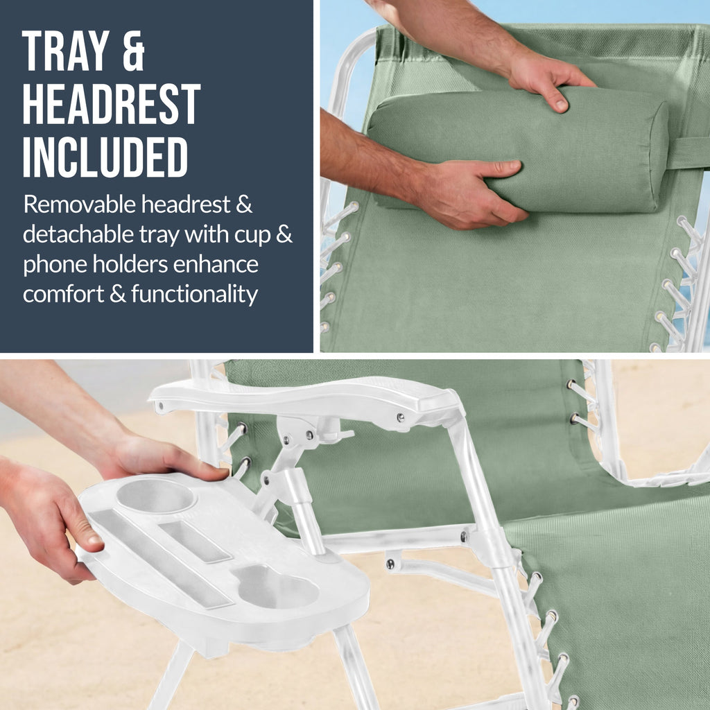 Two-Pack Ultra-Wide Adjustable Zero-Gravity Patio Recliners