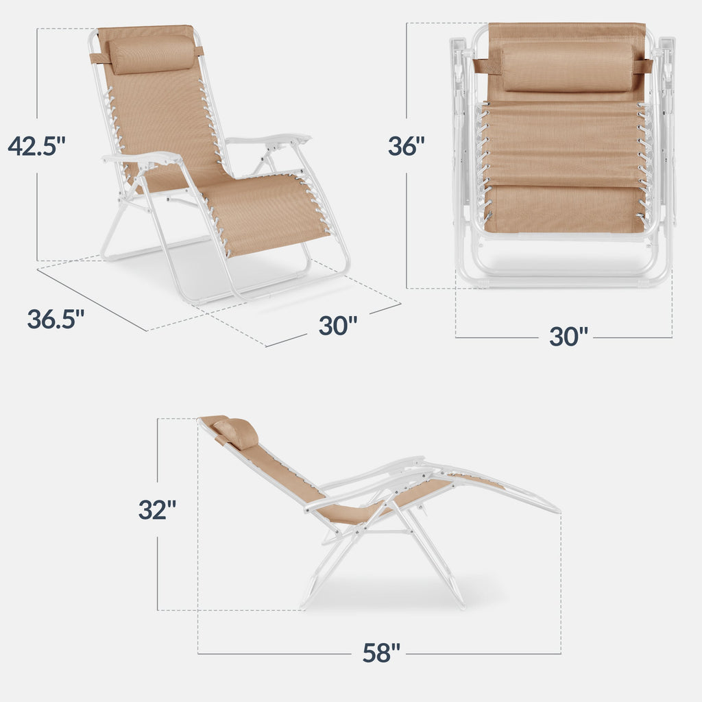 Two-Pack Ultra-Wide Adjustable Zero-Gravity Patio Recliners