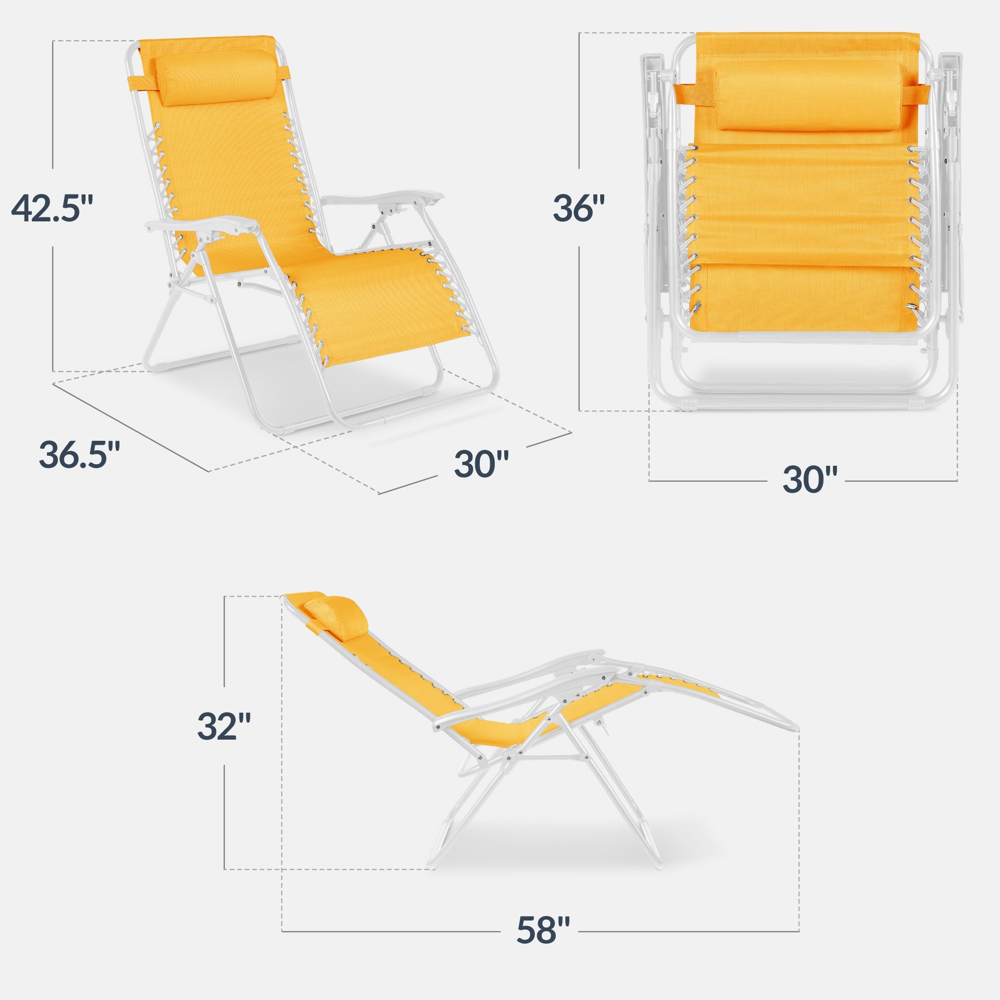 Two-Pack Ultra-Wide Adjustable Zero-Gravity Patio Recliners