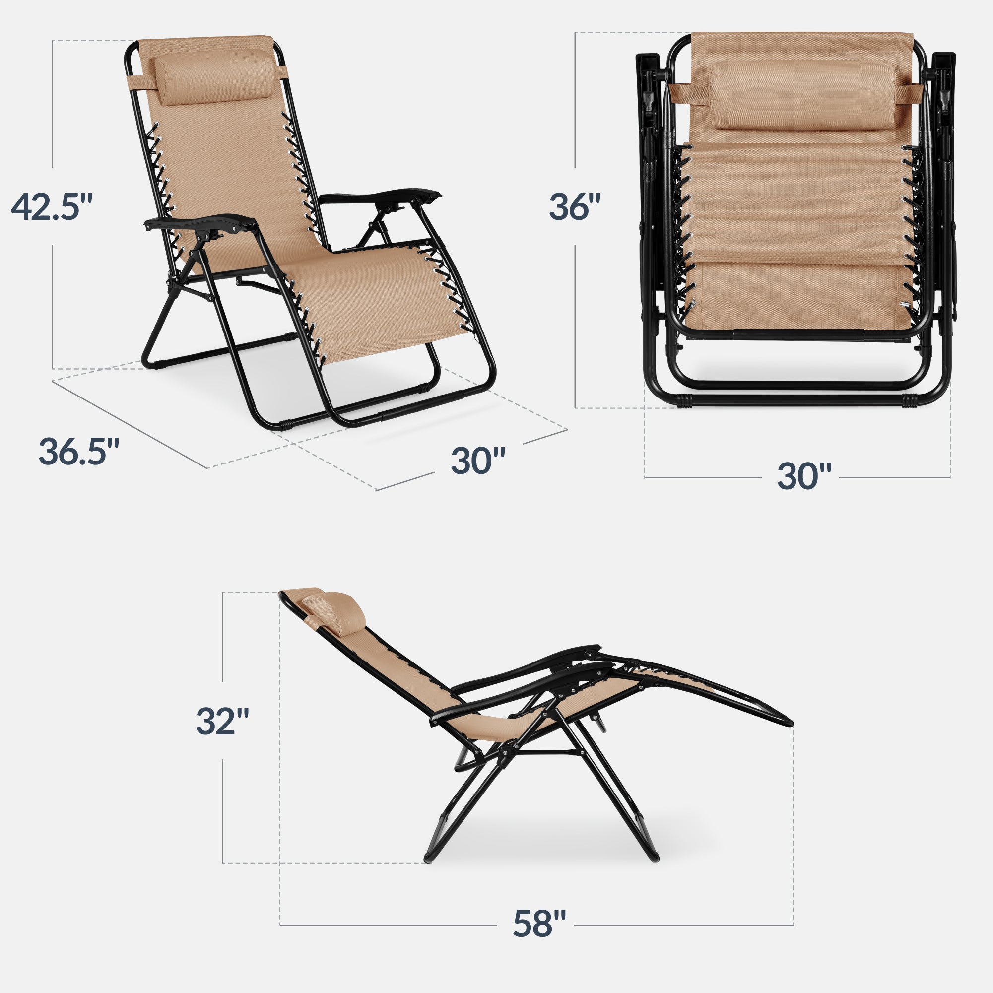 Two-Pack Ultra-Wide Adjustable Zero-Gravity Patio Recliners