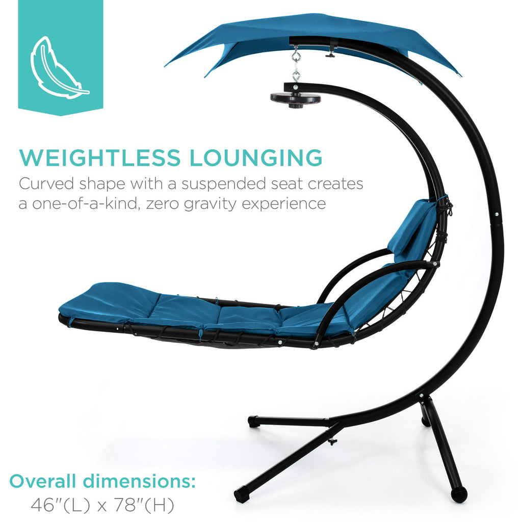 Curved Hanging Chaise with Canopy (Optional LED Light)