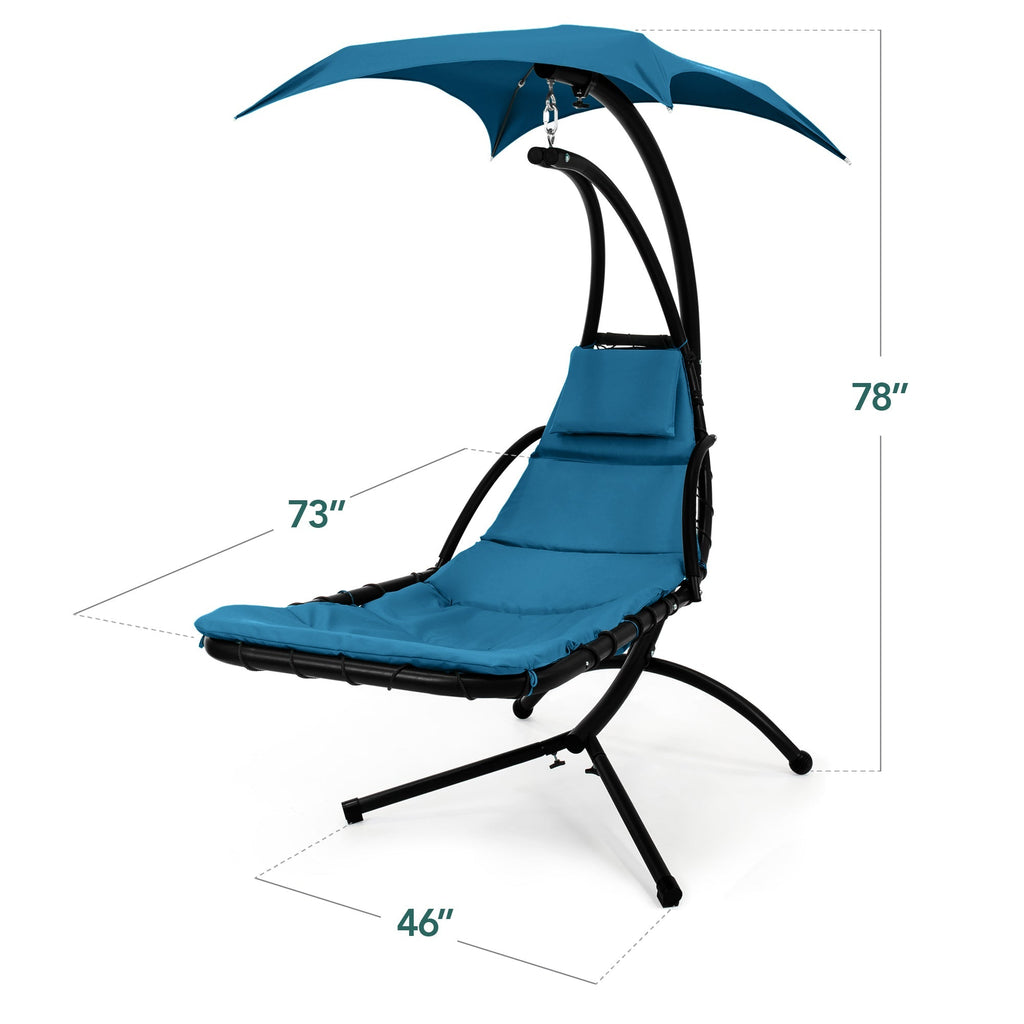 Curved Hanging Chaise with Canopy (Optional LED Light)