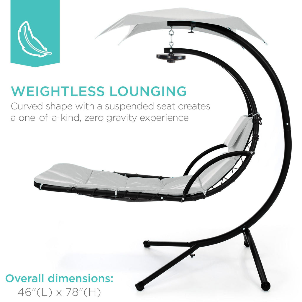 Curved Hanging Chaise with Canopy (Optional LED Light)