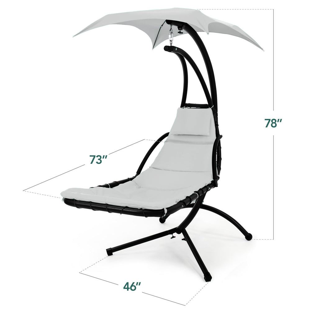 Curved Hanging Chaise with Canopy (Optional LED Light)