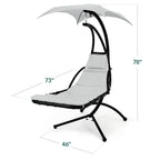 Curved Hanging Chaise with Canopy (Optional LED Light)