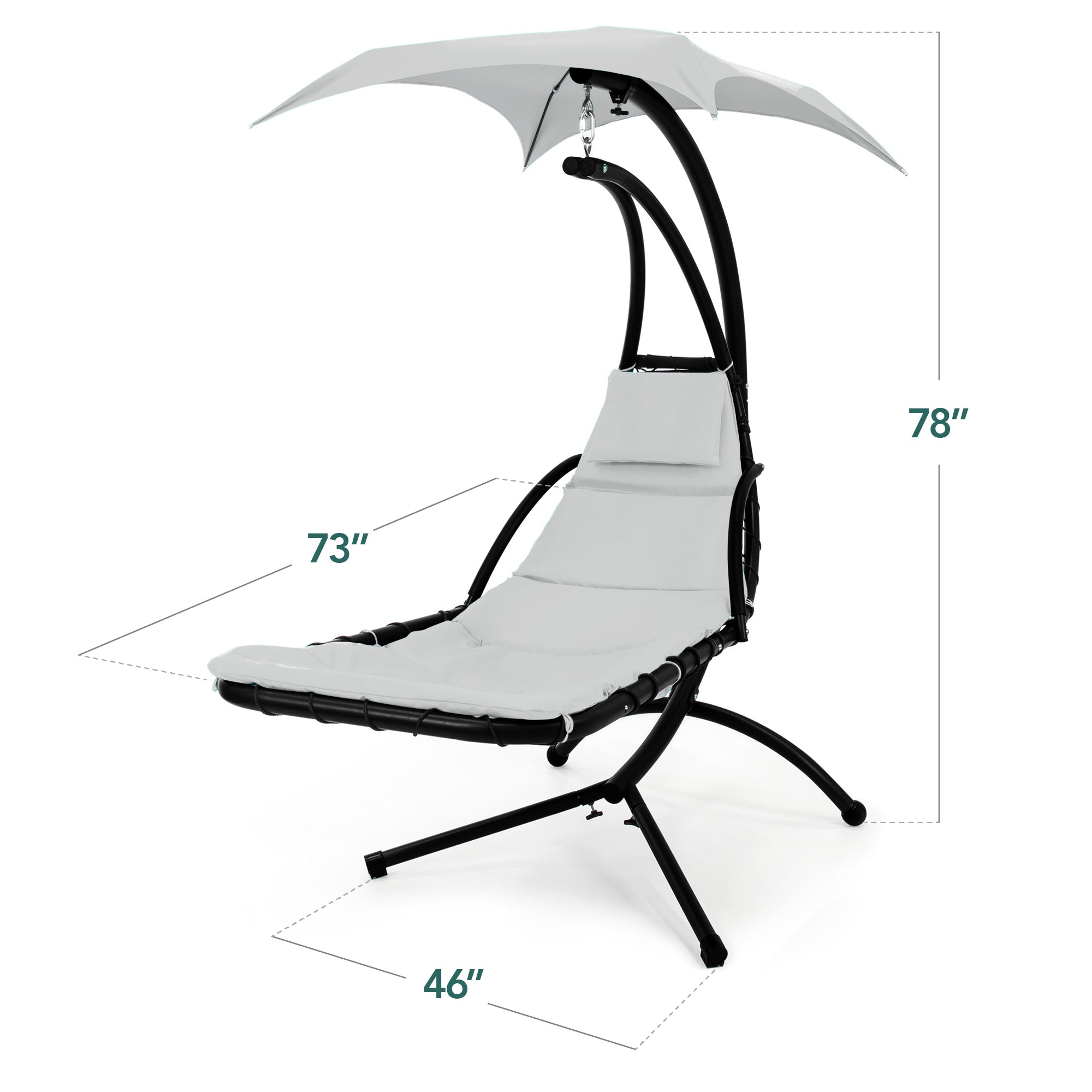 Curved Hanging Chaise with Canopy (Optional LED Light)