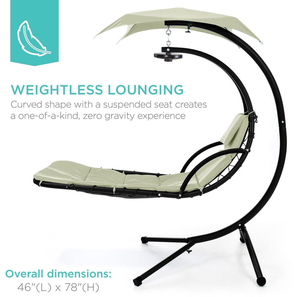 Curved Hanging Chaise with Canopy (Optional LED Light)