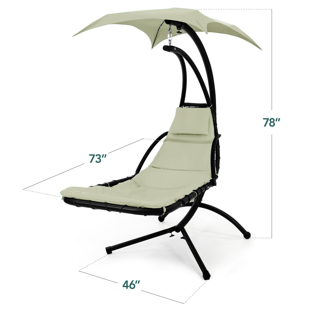 Curved Hanging Chaise with Canopy (Optional LED Light)