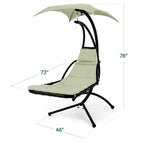 Curved Hanging Chaise with Canopy (Optional LED Light)