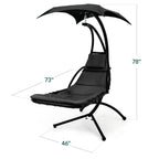 Curved Hanging Chaise with Canopy (Optional LED Light)