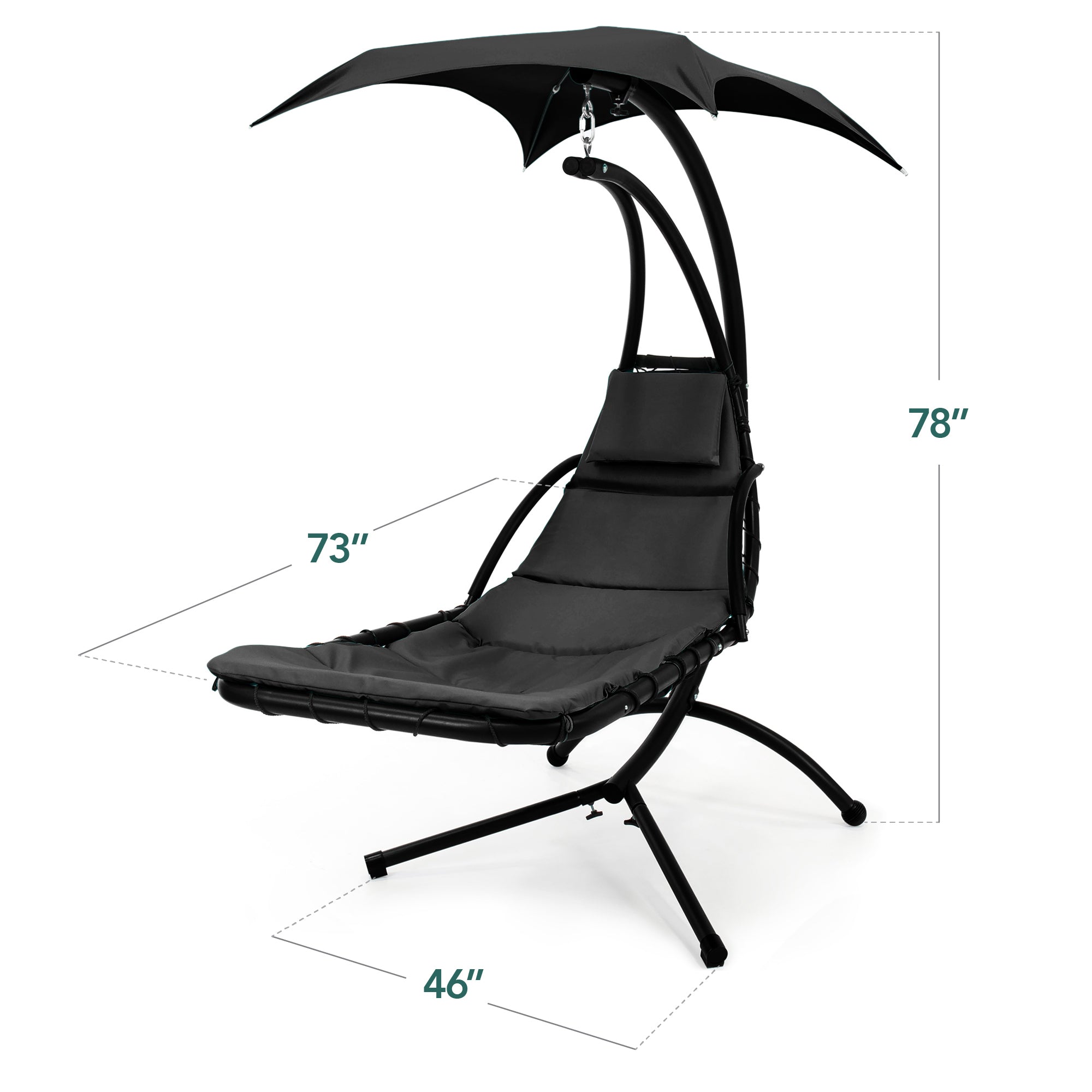 Curved Hanging Chaise with Canopy (Optional LED Light)